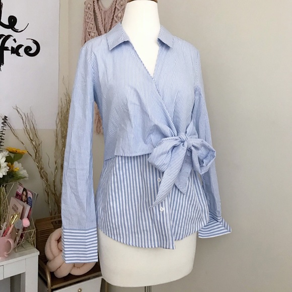 ROMEO + JULIET COUTURE Striped Tie Front Top - Picture 3 of 8